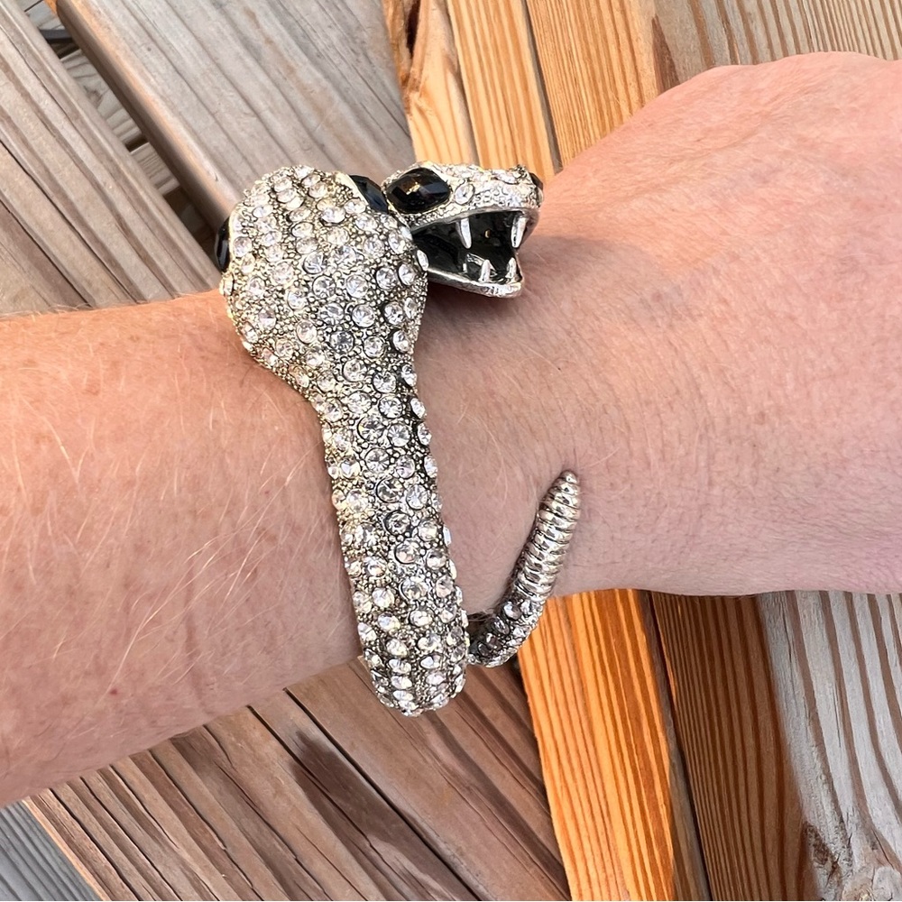 - Double Rattlesnake Bling Hinge Cuff! NEW! - Picture 7 of 15